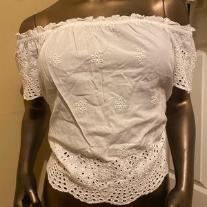 Hollister off the shoulder white top.